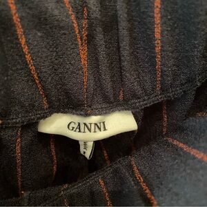 Ganni Navy and Orange Striped Pants
